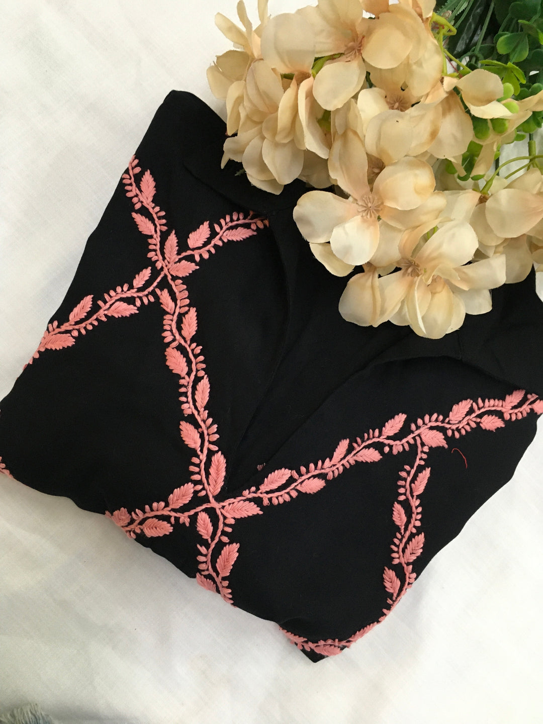 Black rayon Chikankari Short kurta