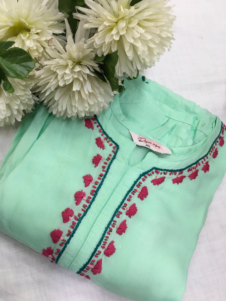 Sea green rayon Chikankari Kurta