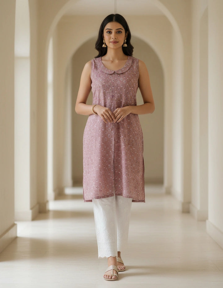 Mouve Printed Cotton Short kurta