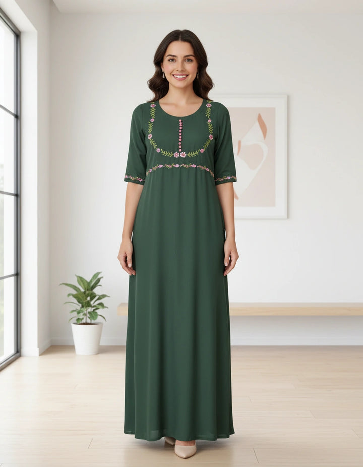 Mehndi Green Rayon A-line Set