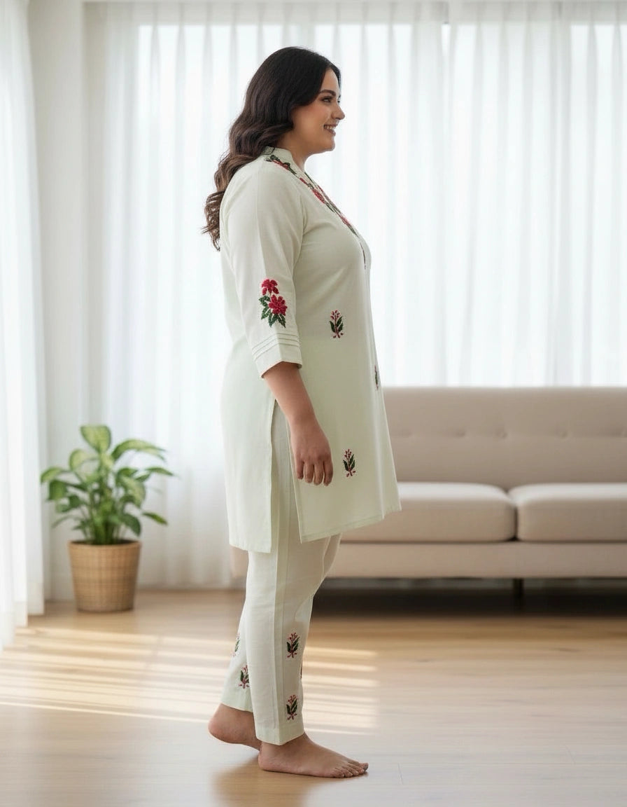 Pista Green Chikankari Co-Ord Set -Custom Made