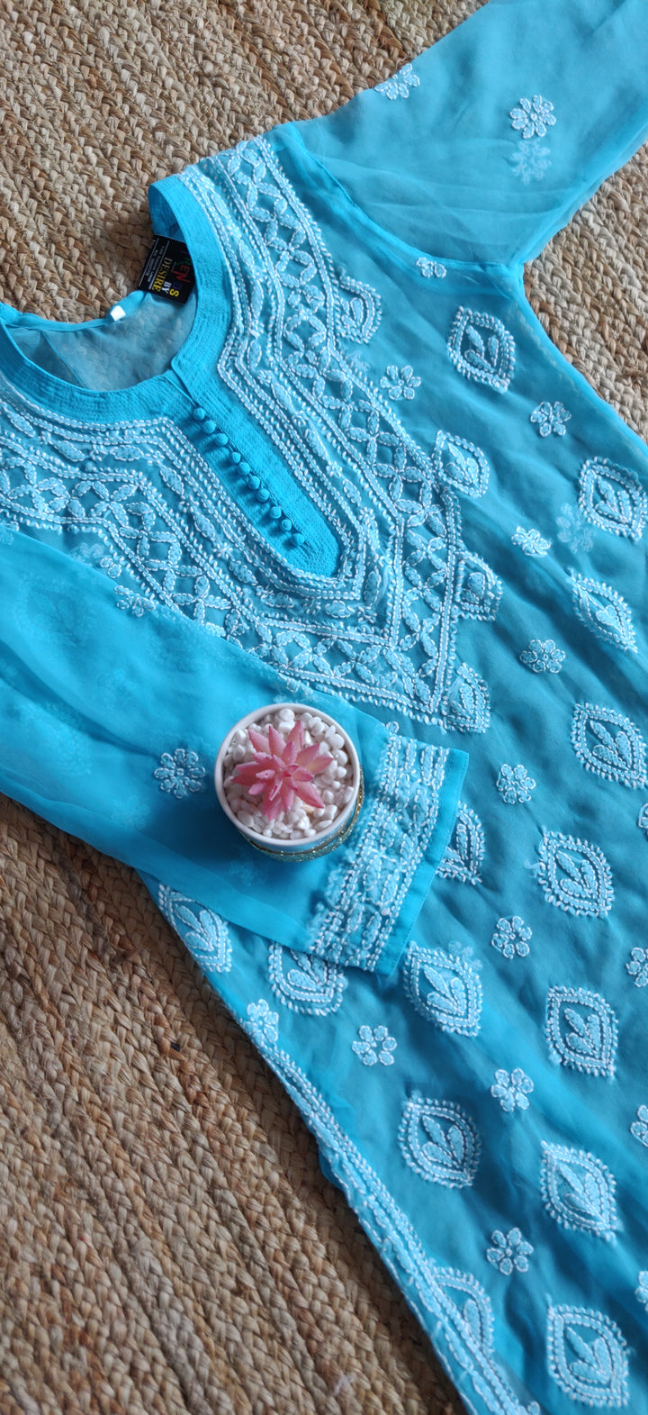 Blue Georgette Chikankari kurta