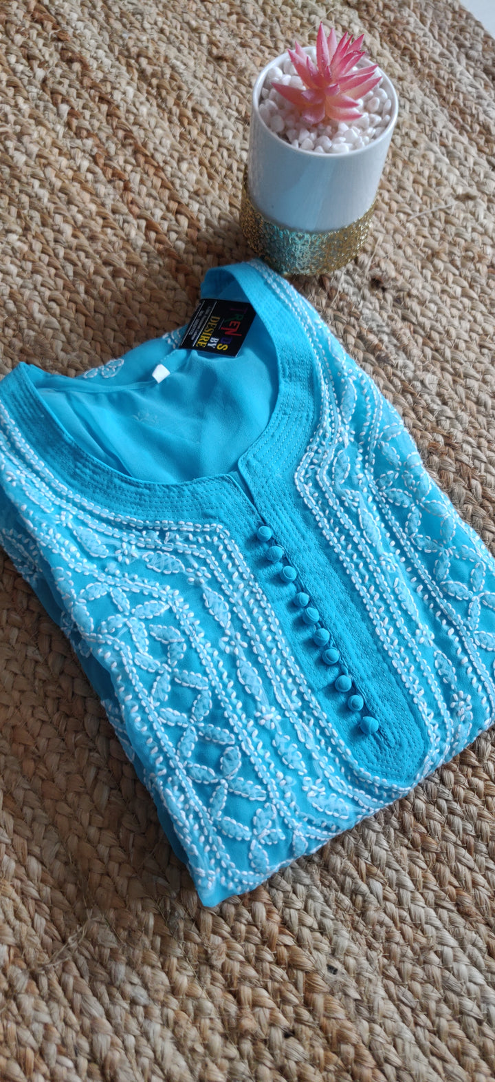 Blue Georgette Chikankari kurta