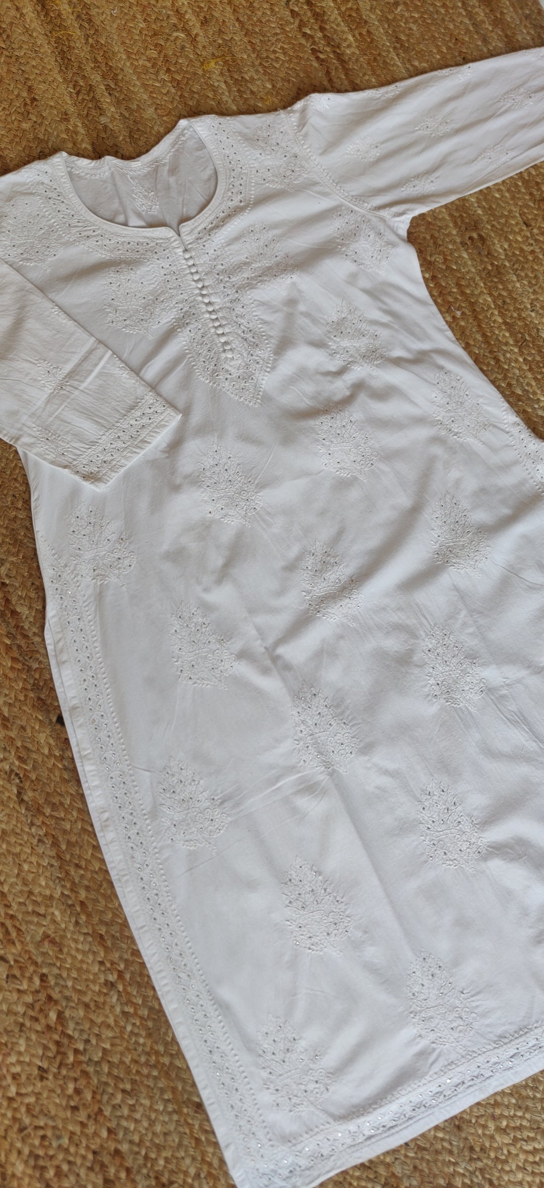 White Cotton Chikankari kurta