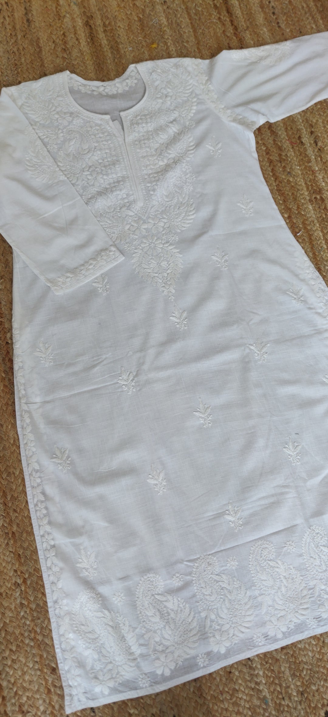 Red Cotton Chikankari Kurta