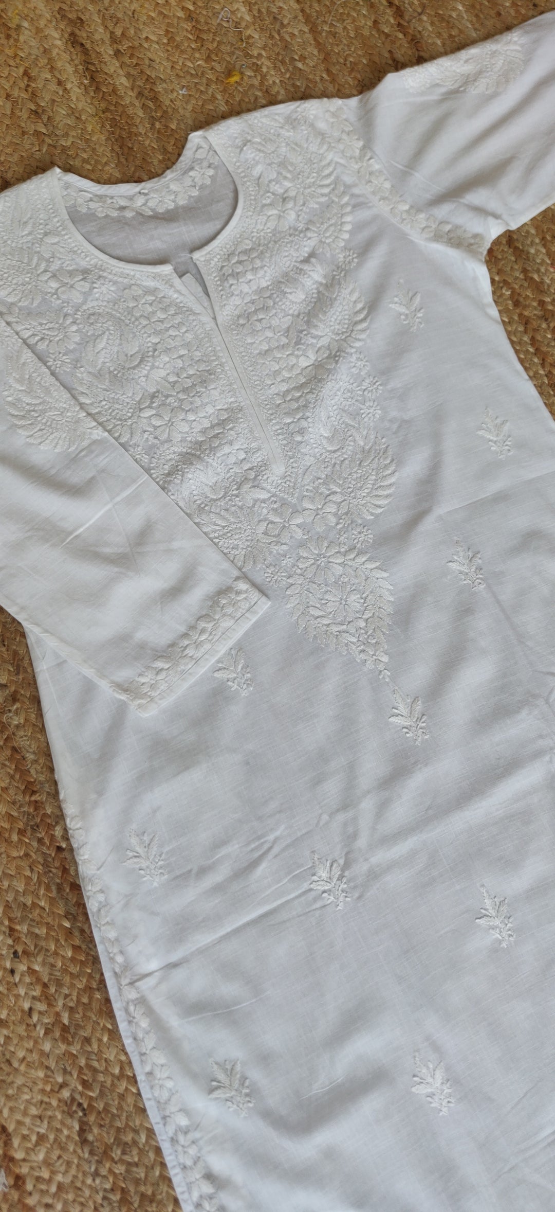 Red Cotton Chikankari Kurta