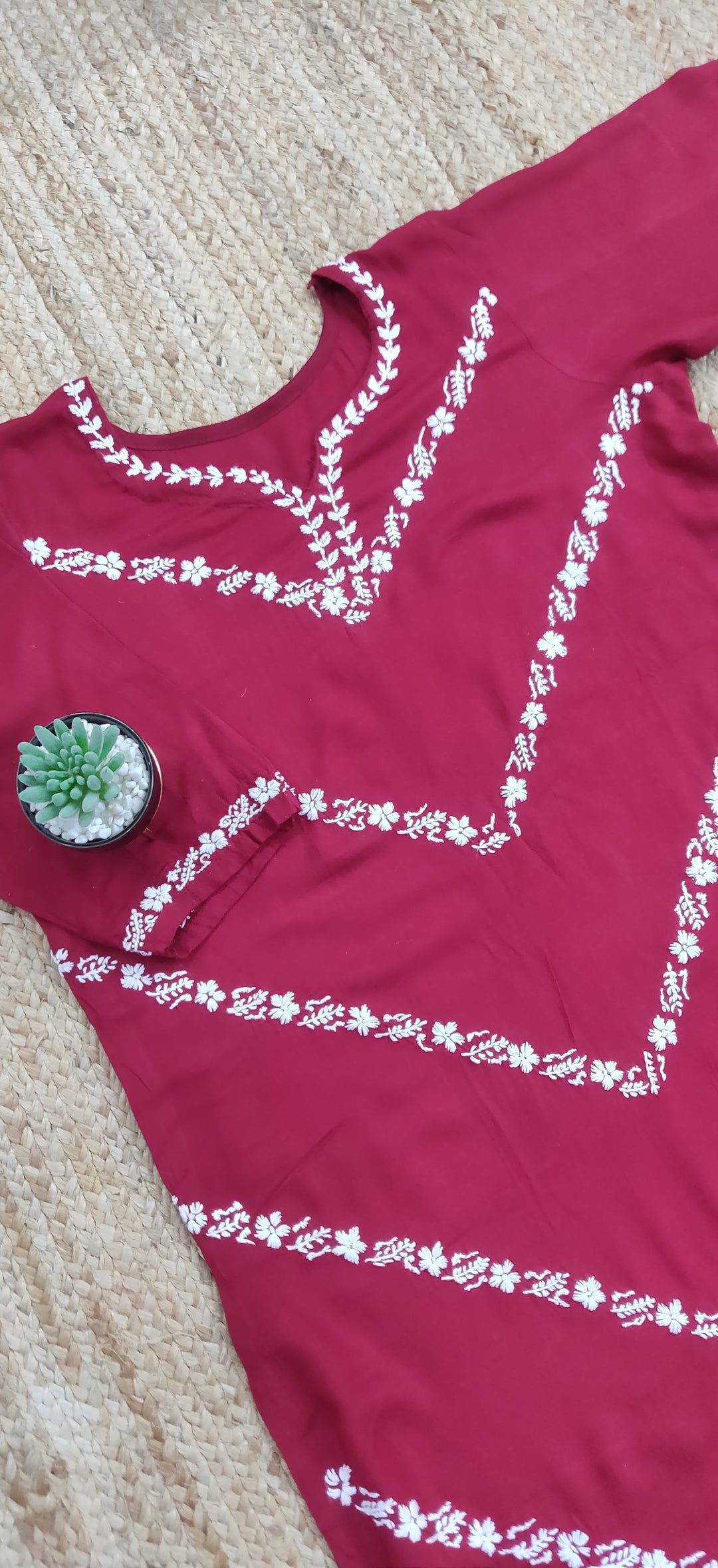 Maroon Rayon Chikankari Set