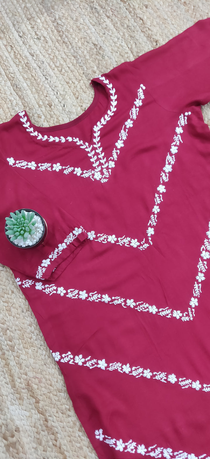 Maroon Rayon Chikankari Set