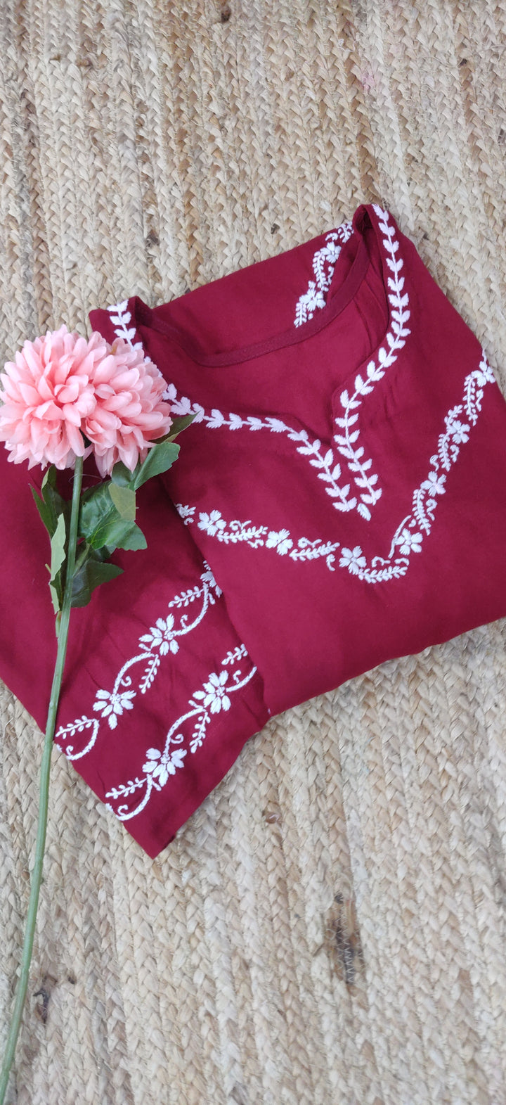 Maroon Rayon Chikankari Set