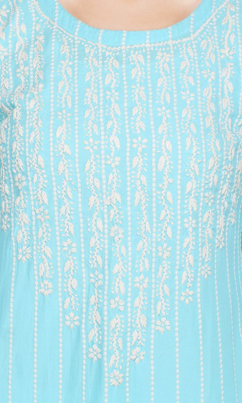 Sky Blue Cotton Chikankari Kurtas