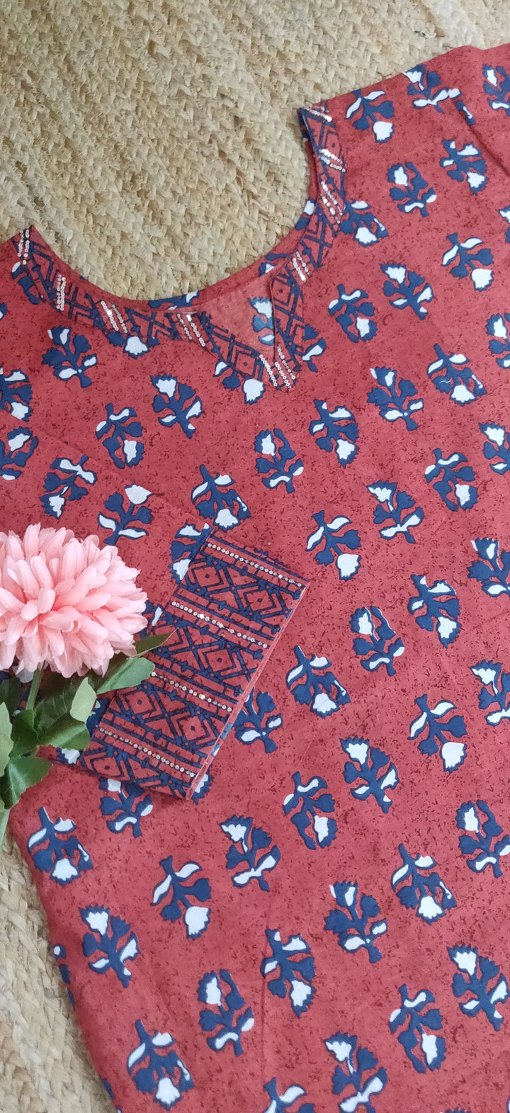 Maroon Printed Cotton Set
