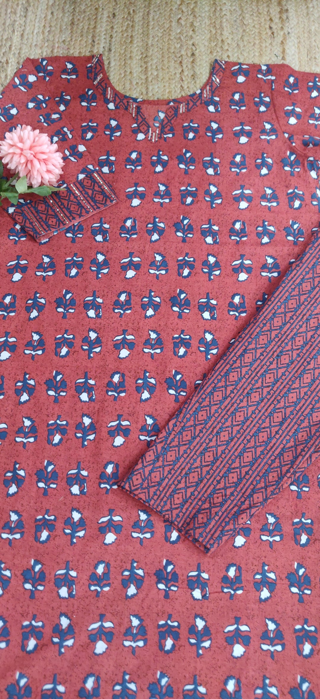 Maroon Printed Cotton Set