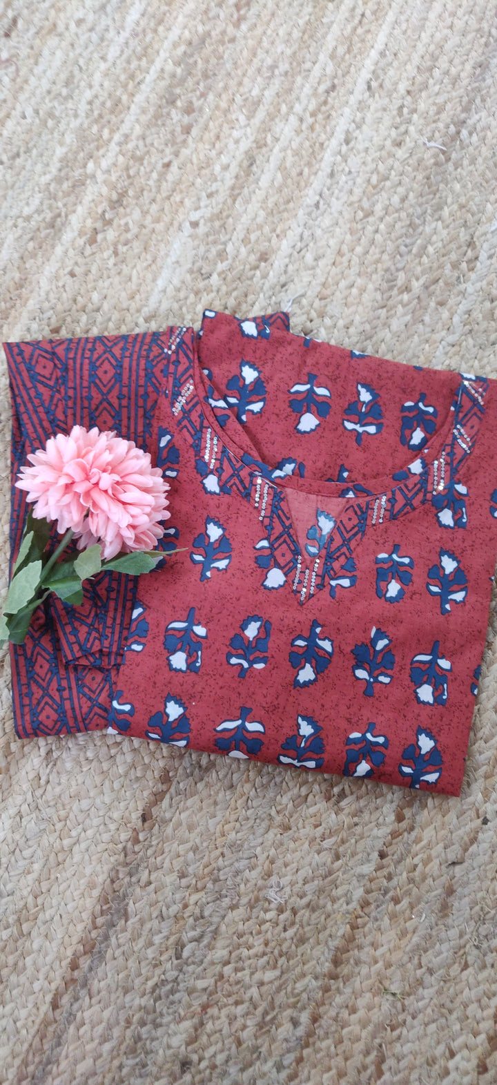 Maroon Printed Cotton Set