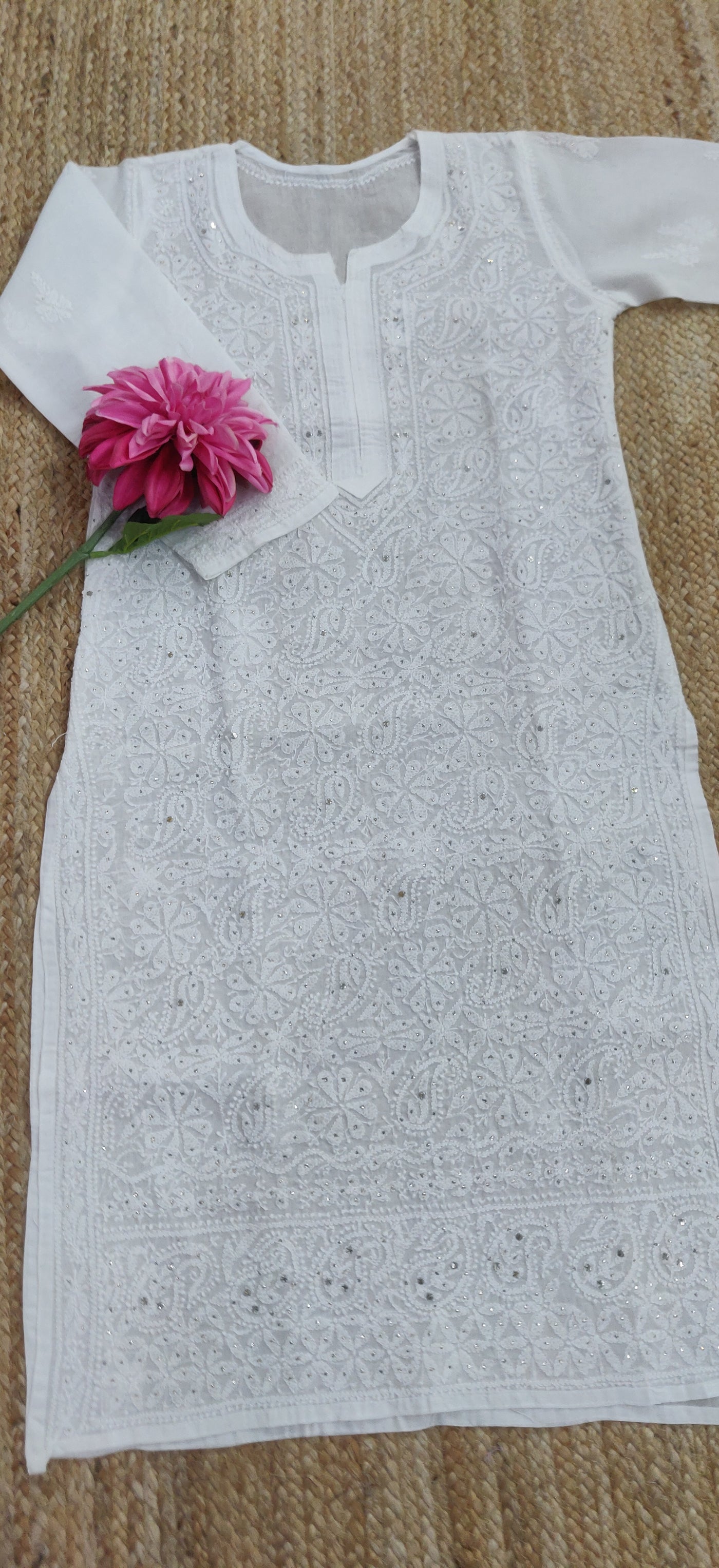 White Cotton Chikankari Kurta