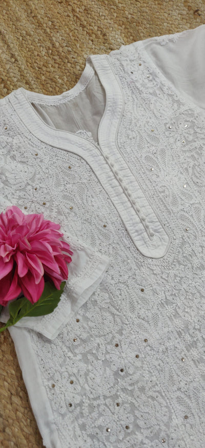 White Cotton Chikankari Kurta