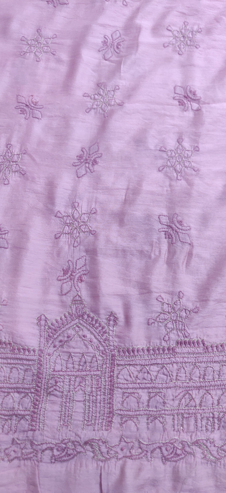 Mauve Chanderi Chikankari Kurta Dupatta fabric