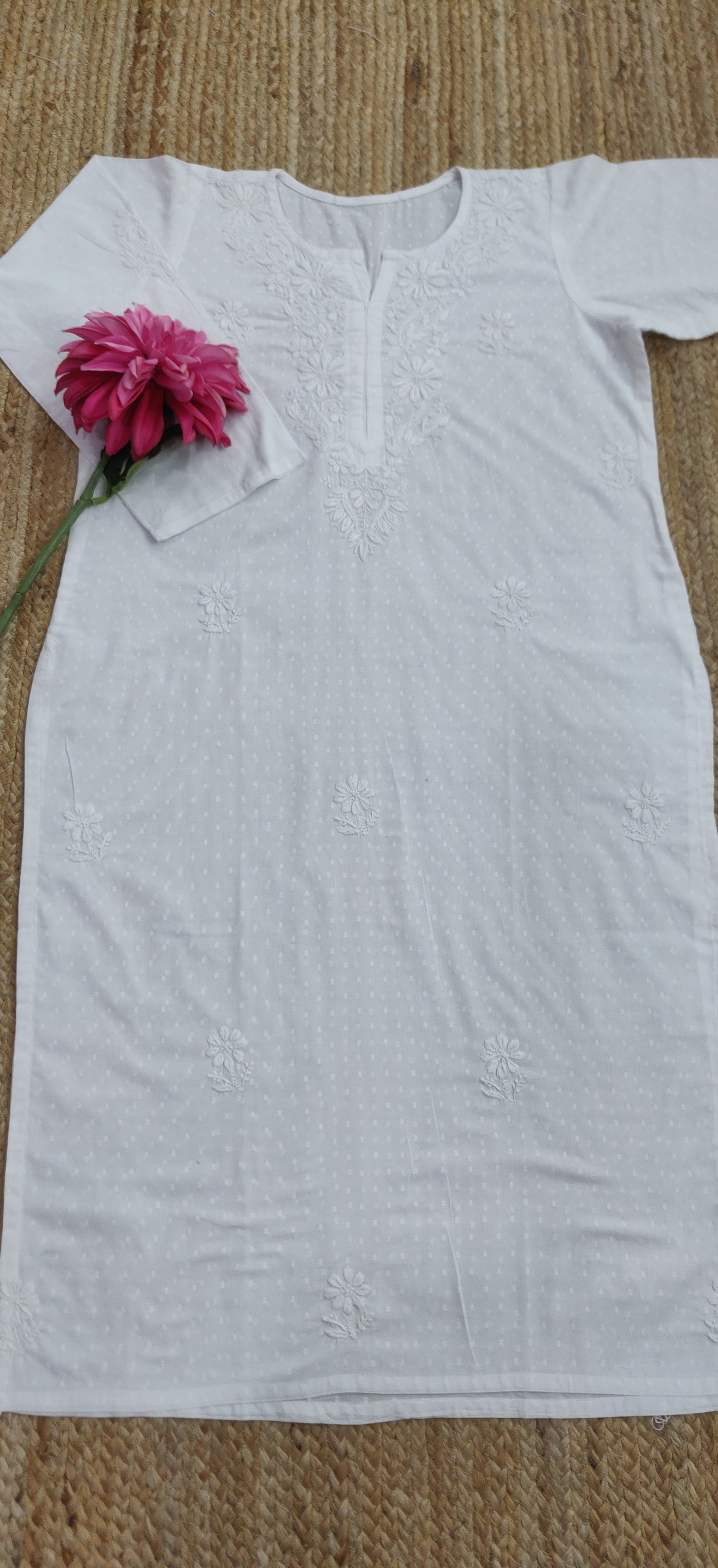 White Cotton Chikankari Kurta