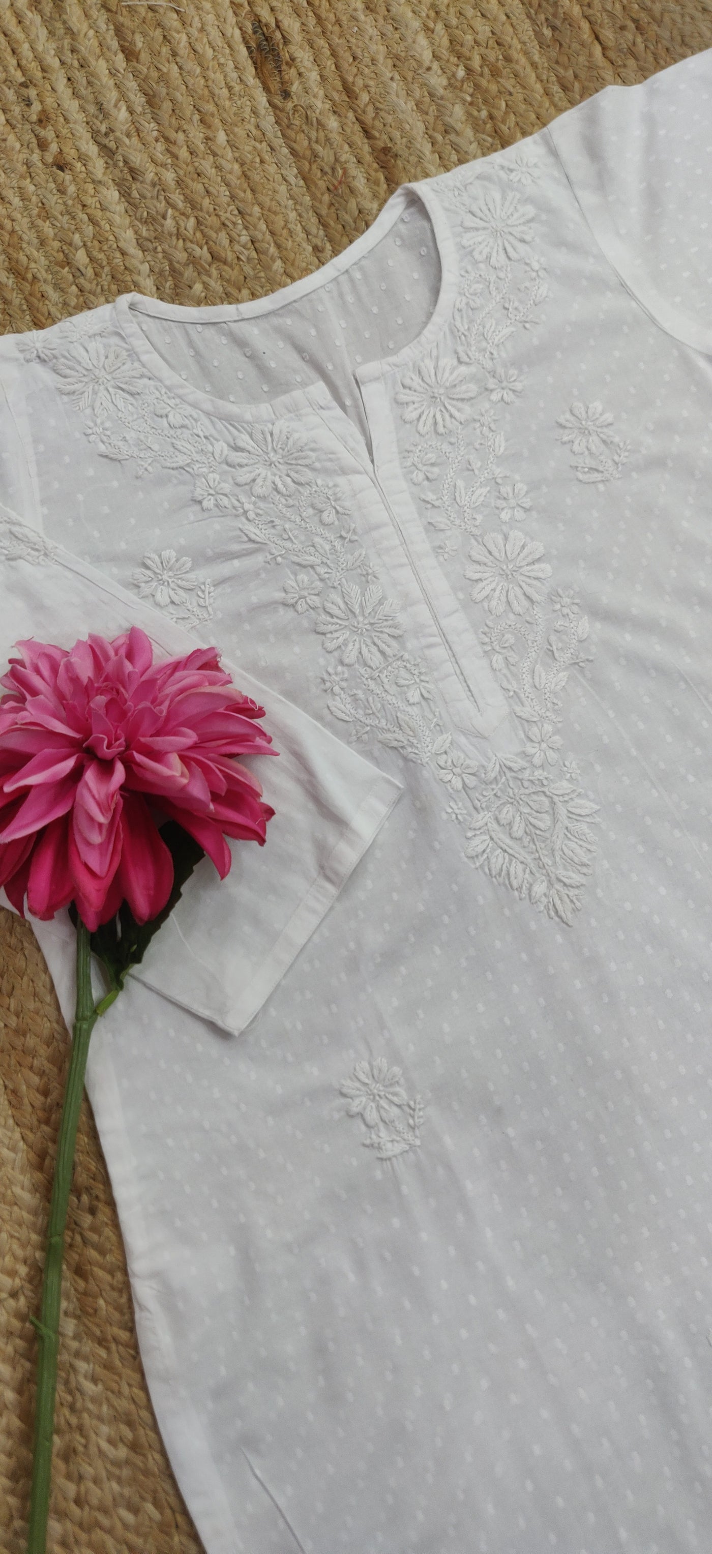 White Cotton Chikankari Kurta