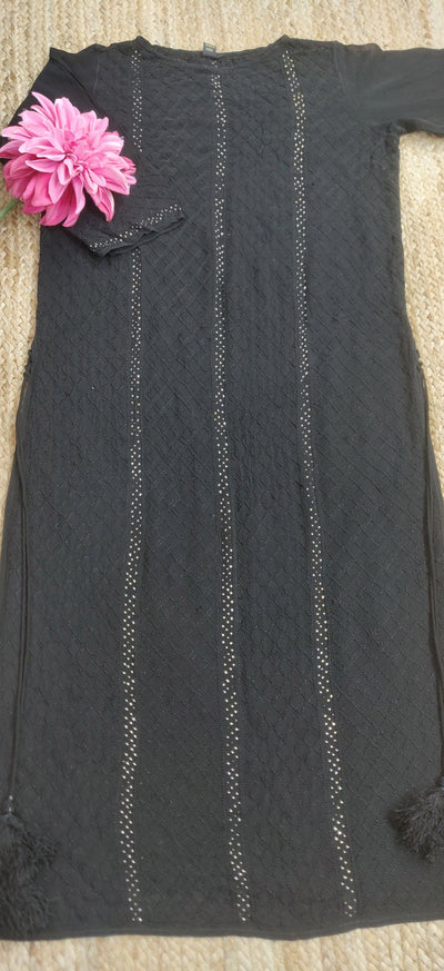 Black Pure Georgette Chikankari Kurta