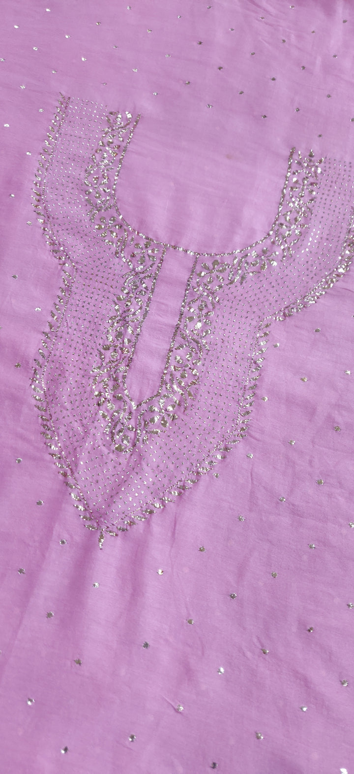 Pink Chanderi Chikankari Kurta Dupatta fabric