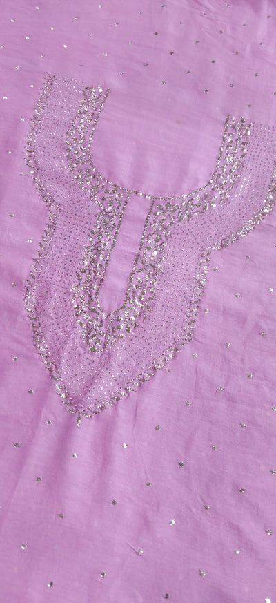 Pink Chanderi Chikankari Kurta Dupatta fabric