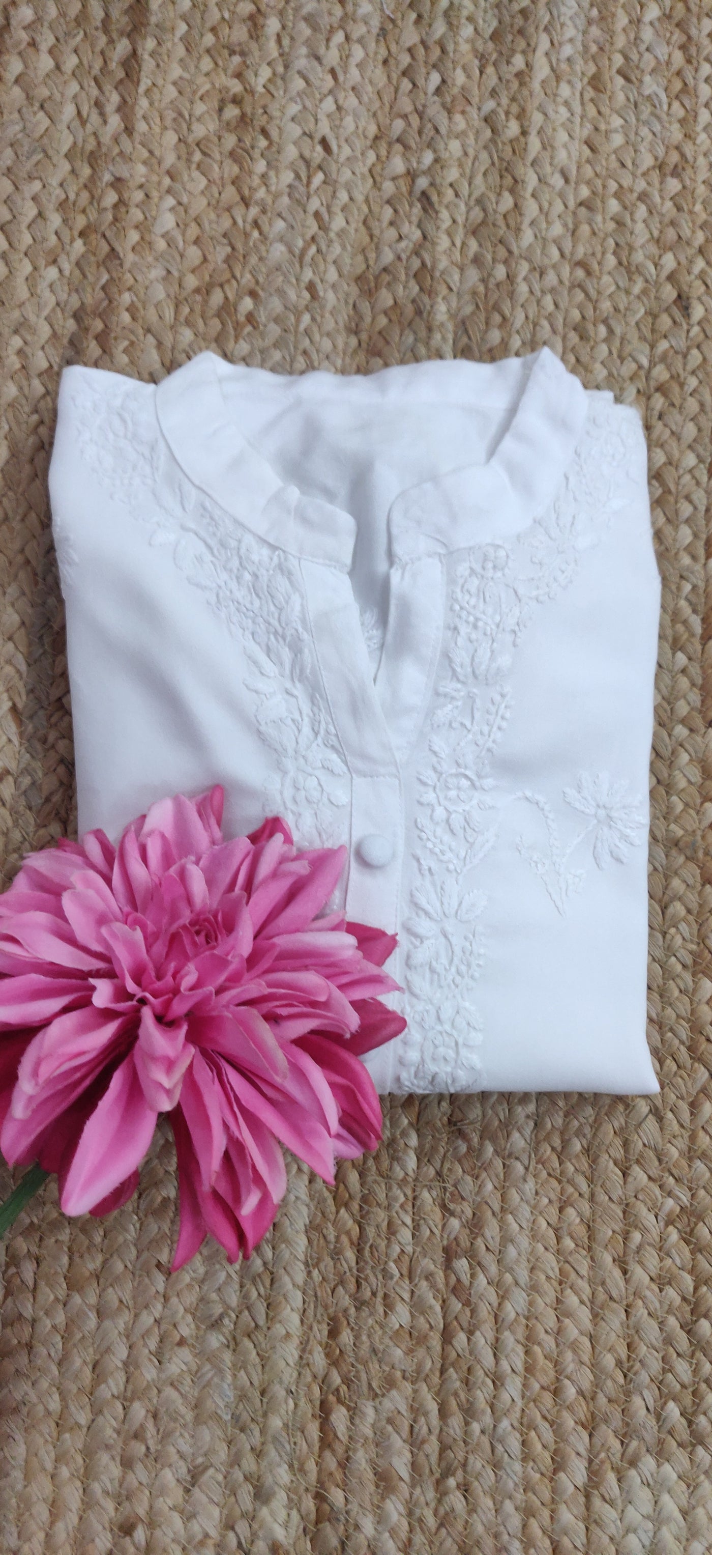 White Rayon Chikankari Kurta