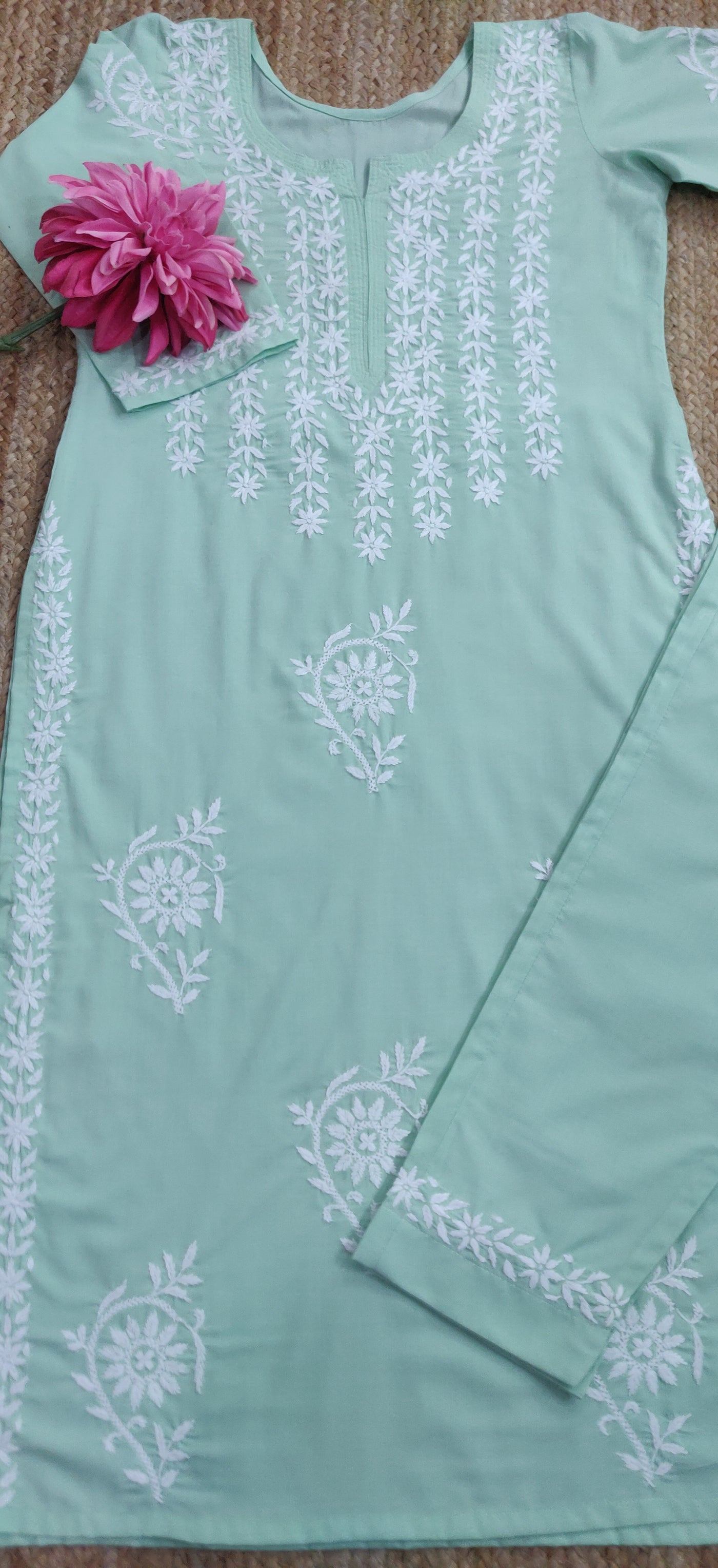 Light Green Modal Chikankari Set