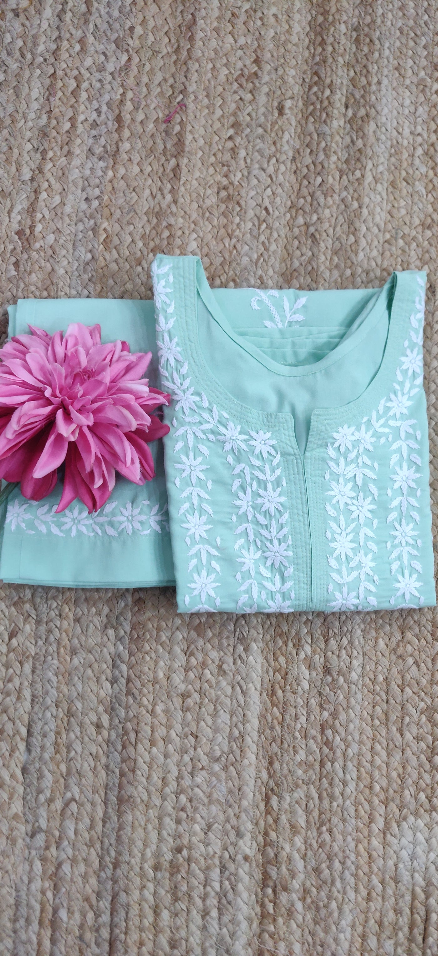 Light Green Modal Chikankari Set