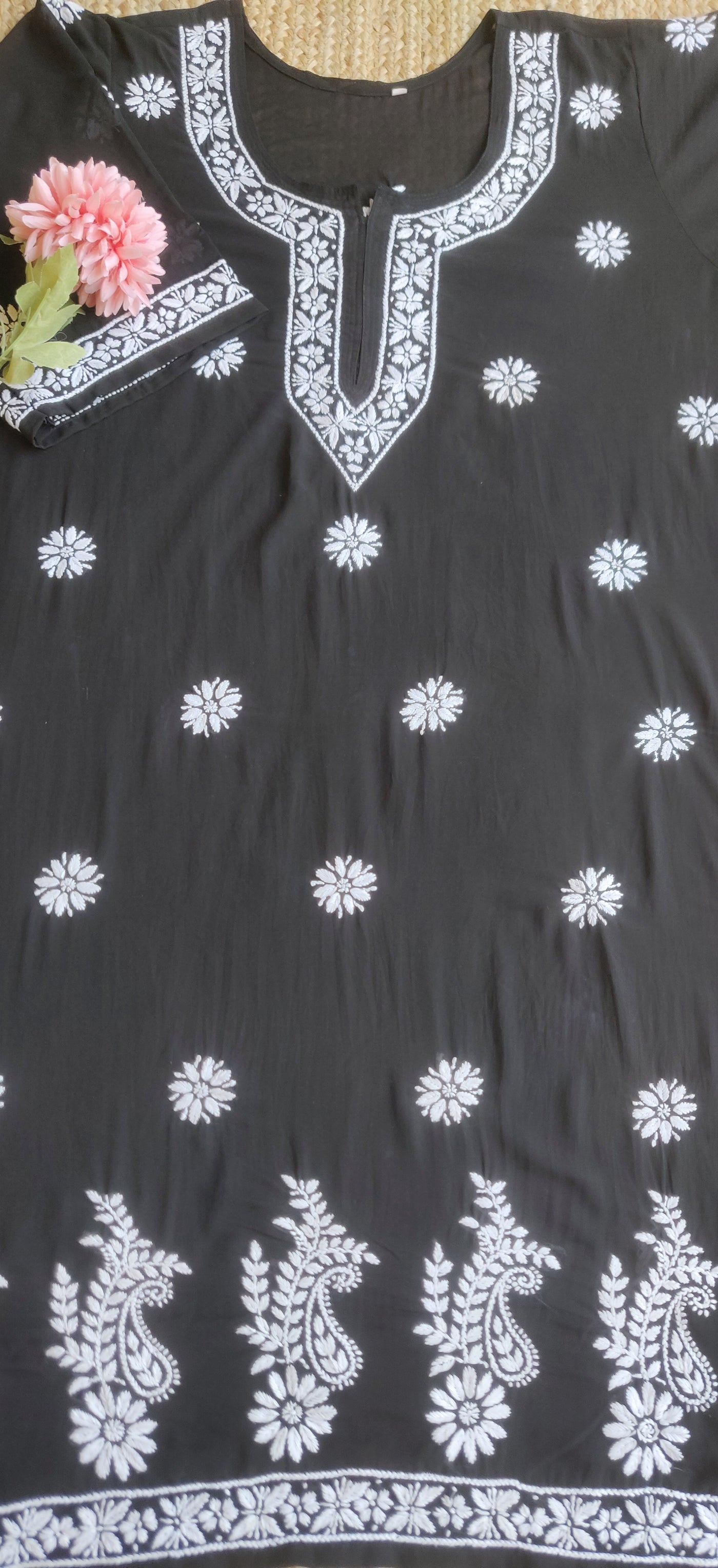 Black Georgette Chikankari Kurta