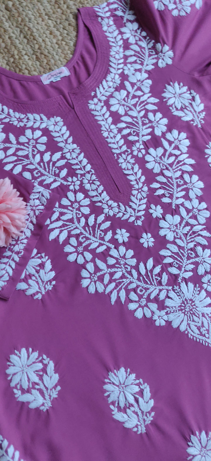 Dark Mauve Modal Chikankari Kurta