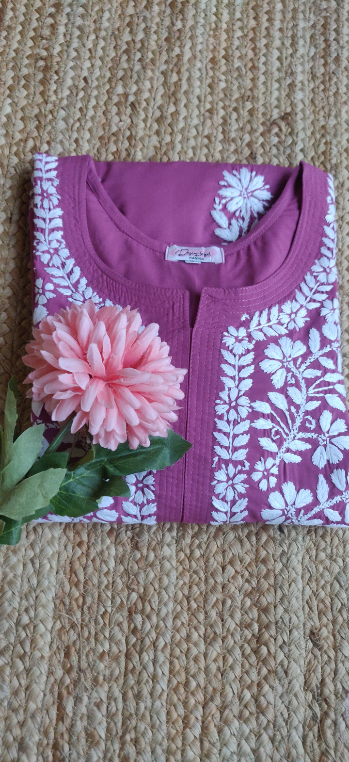 Dark Mauve Modal Chikankari Kurta