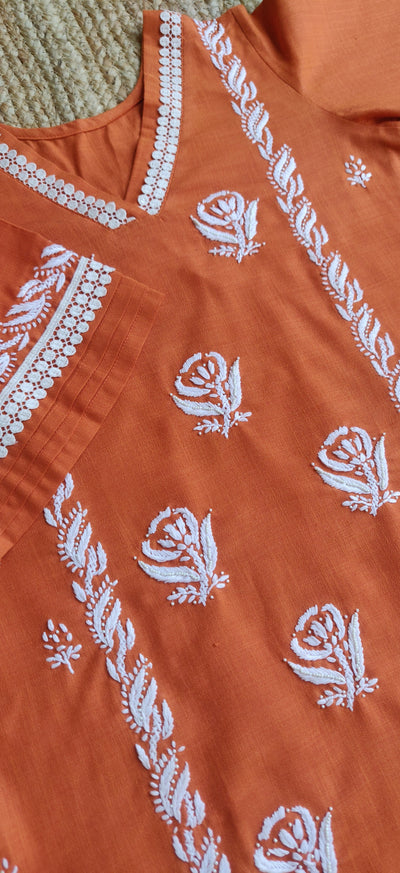 Orange Chikankari Co-Ord Set