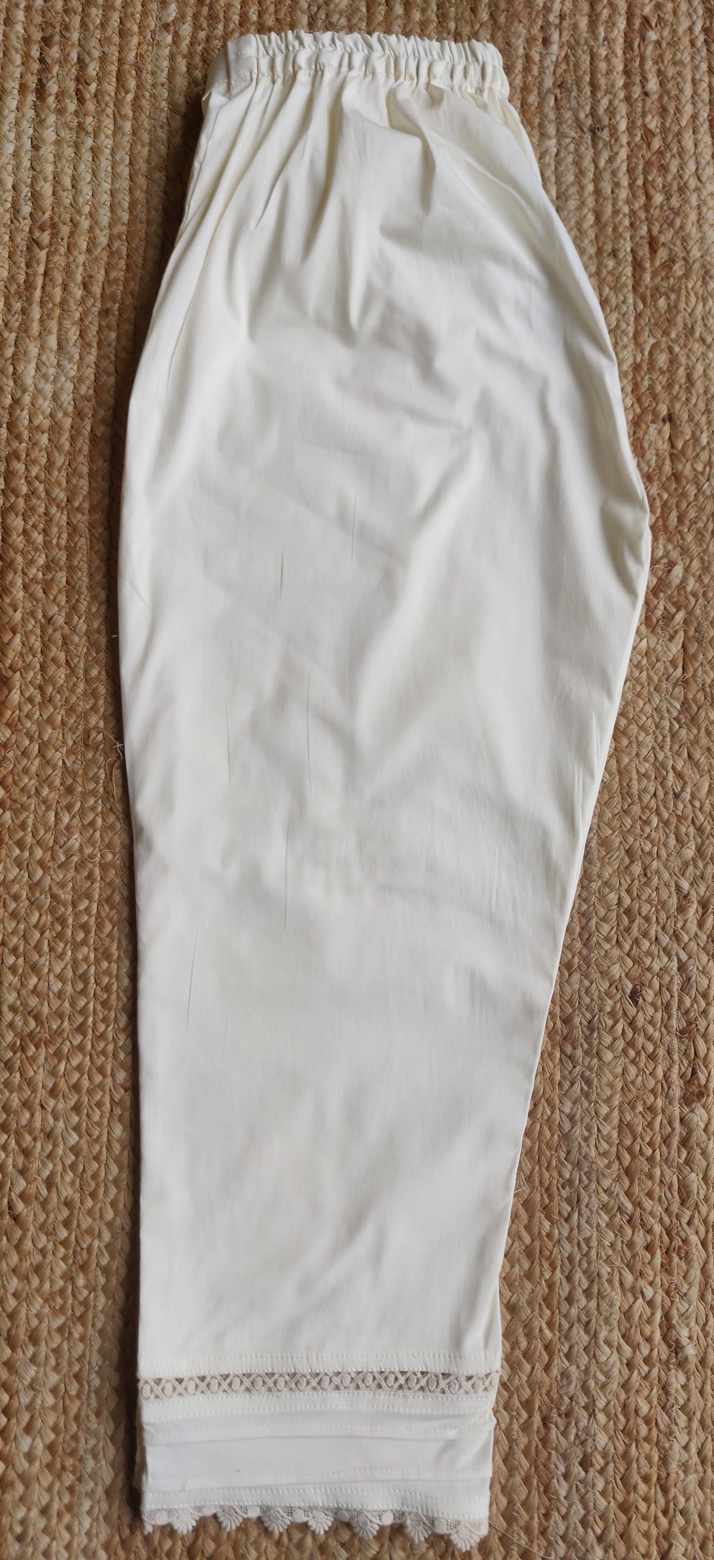 Off White Stretchable Cotton Pant