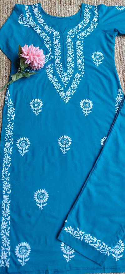 Blue Modal Chikankari Set