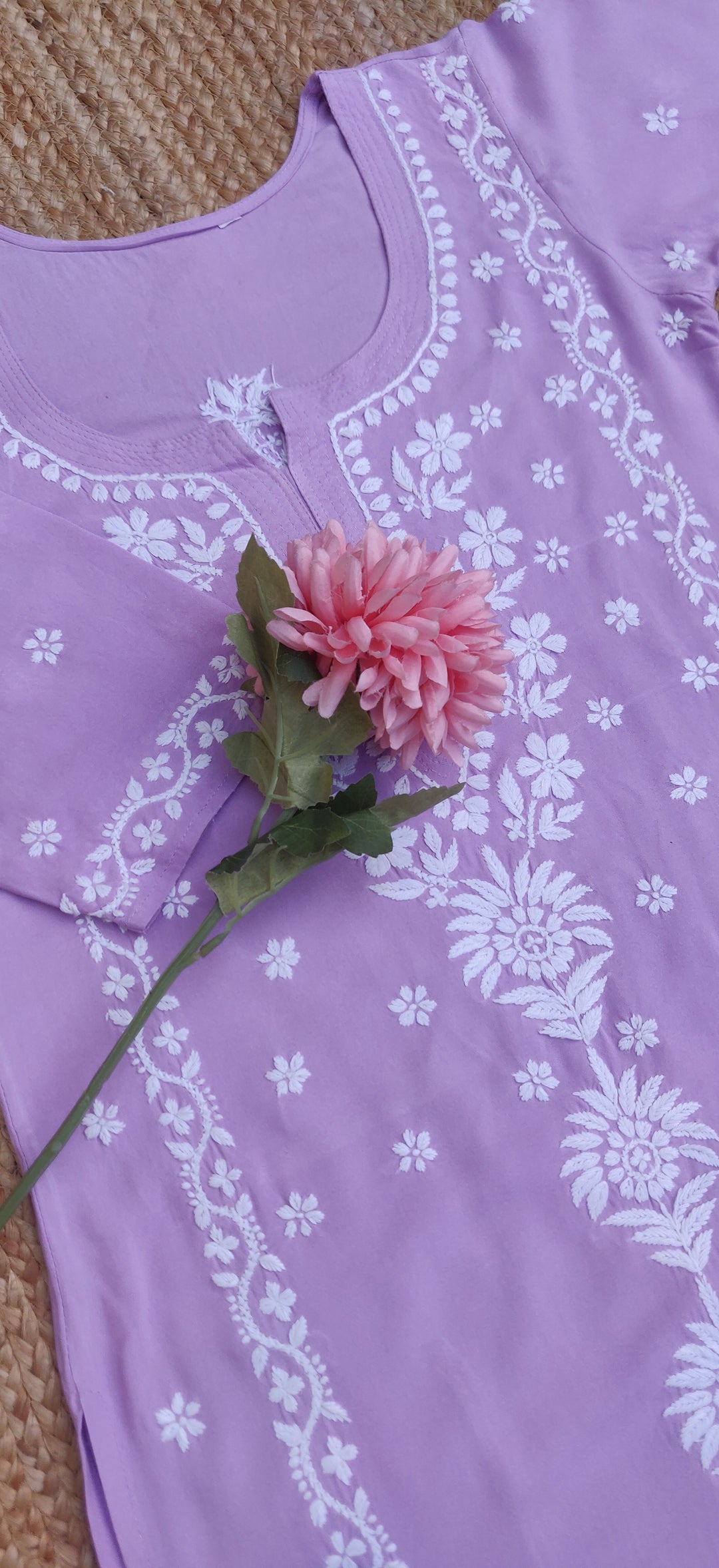 Lavender Rayon Chikankari Kurta