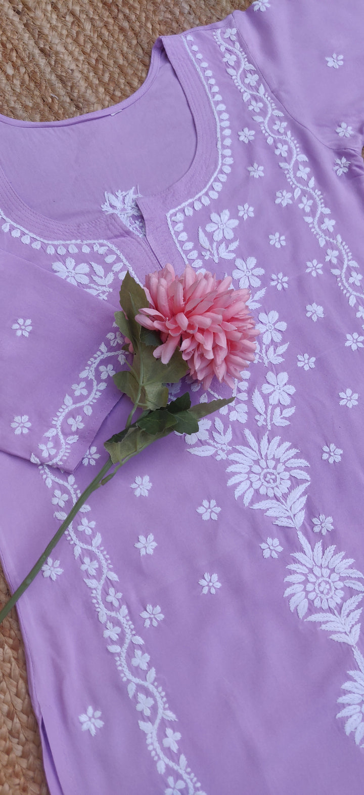 Lavender Rayon Chikankari Kurta