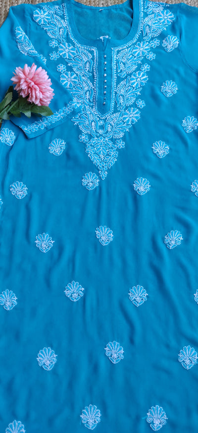 Sky Blue Georgette Chikankari Kurta