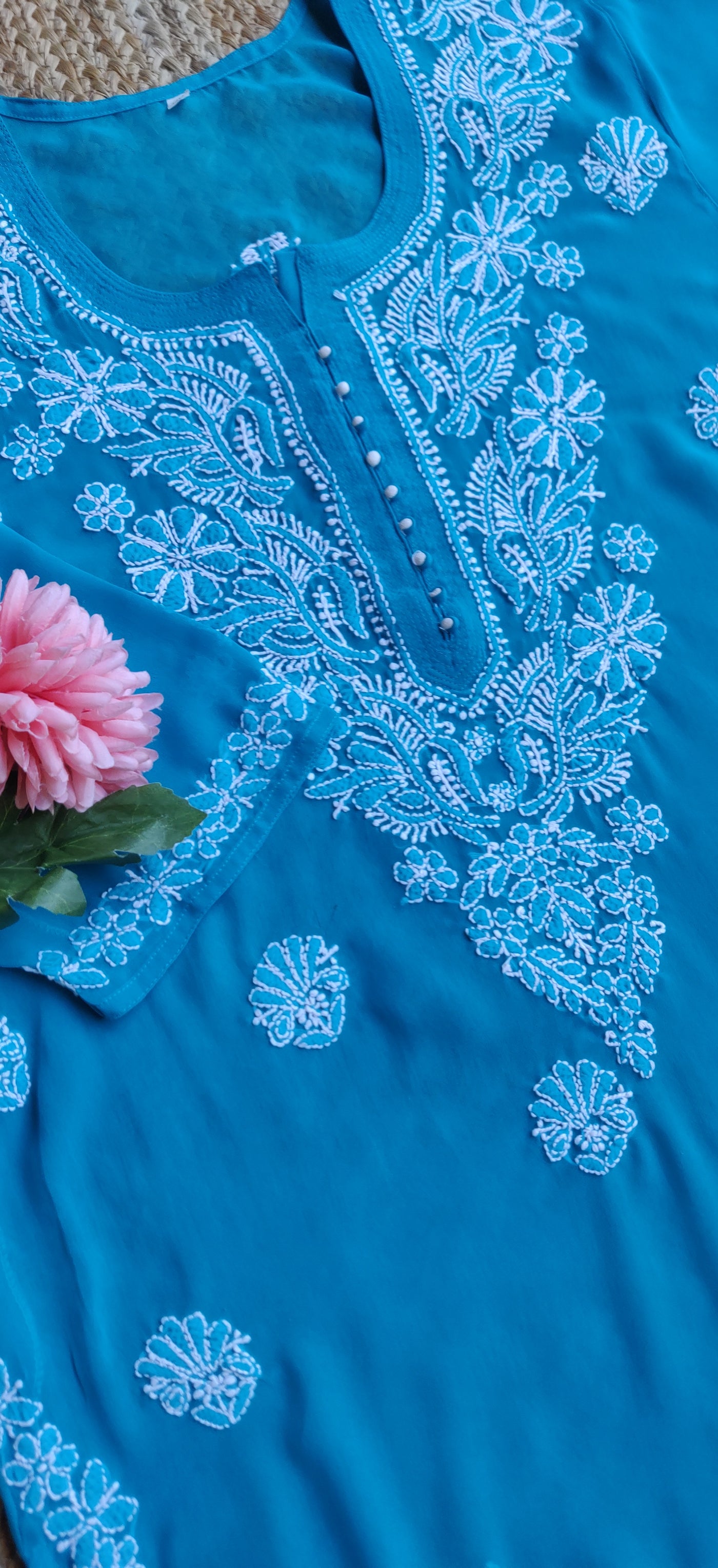 Sky Blue Georgette Chikankari Kurta