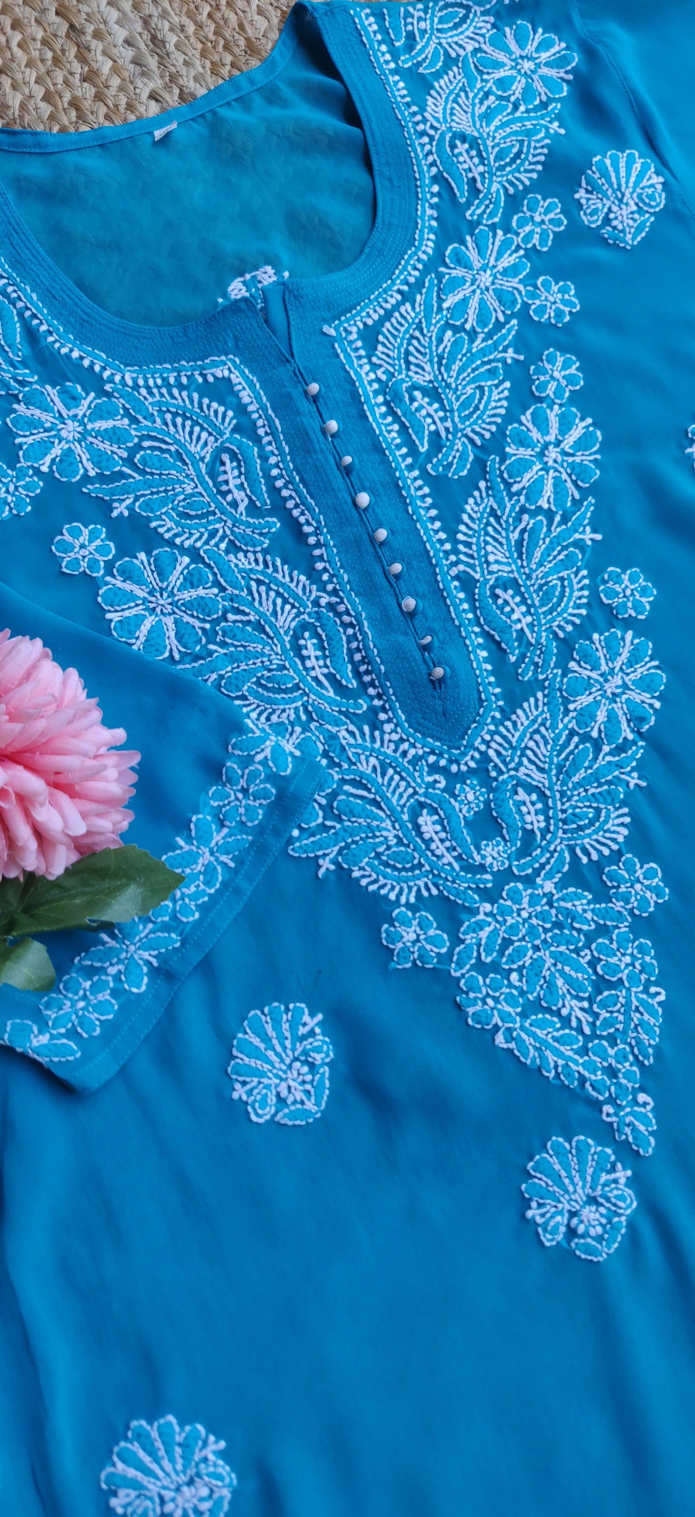 Sky Blue Georgette Chikankari Kurta