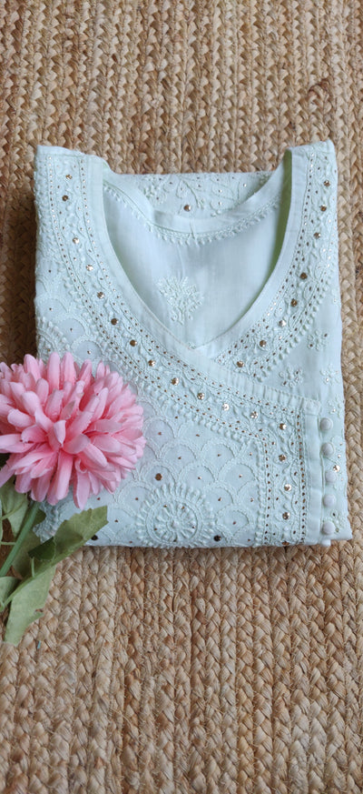 Light Green Cotton Chikankari Kurta