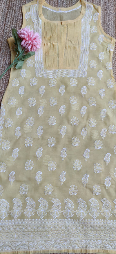 Yellow Cotton Chikankari Kurta