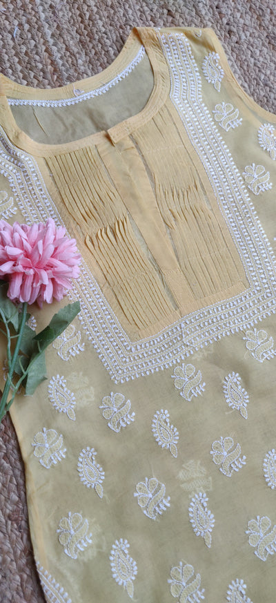 Yellow Cotton Chikankari Kurta