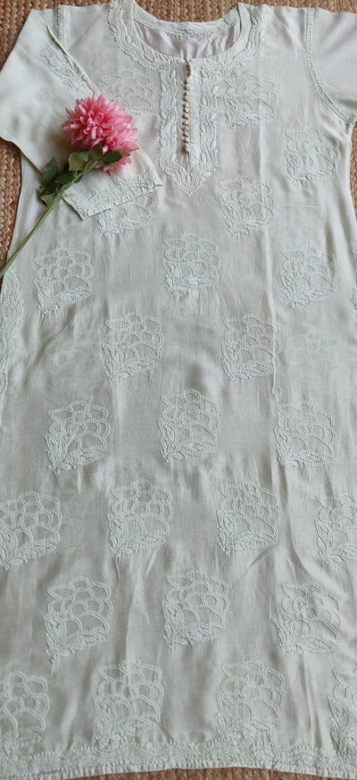 Light Green Chanderi  Chikankari Kurta