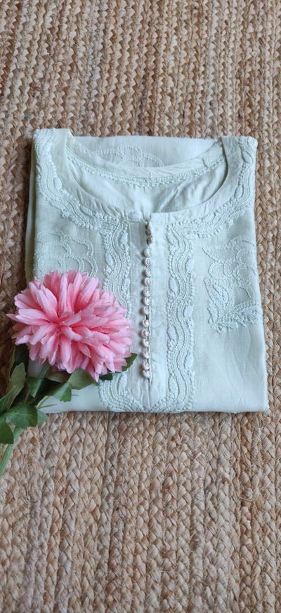 Light Green Chanderi  Chikankari Kurta