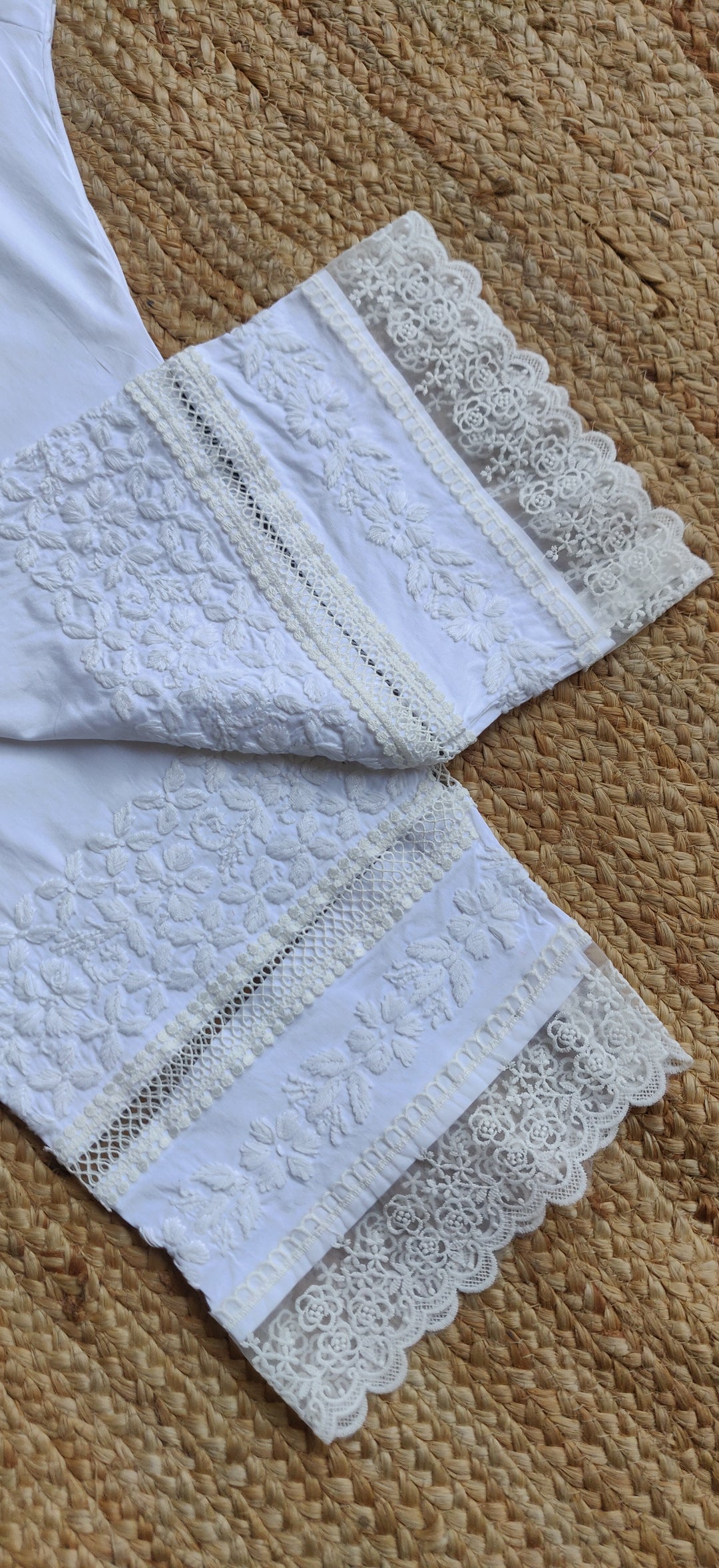White Stretchable Cotton Chikankari Pant
