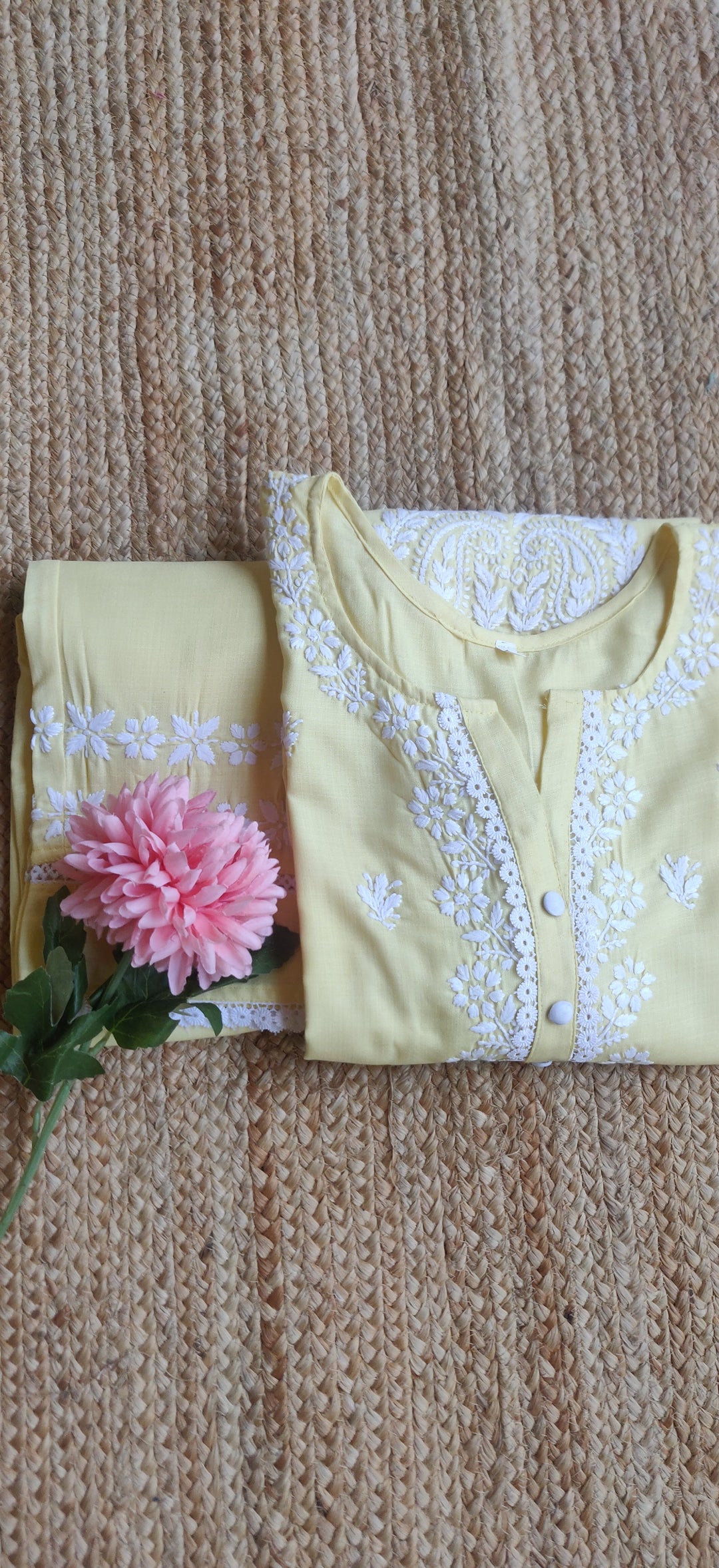 Light Yellow Chikankari Co-Ord Set