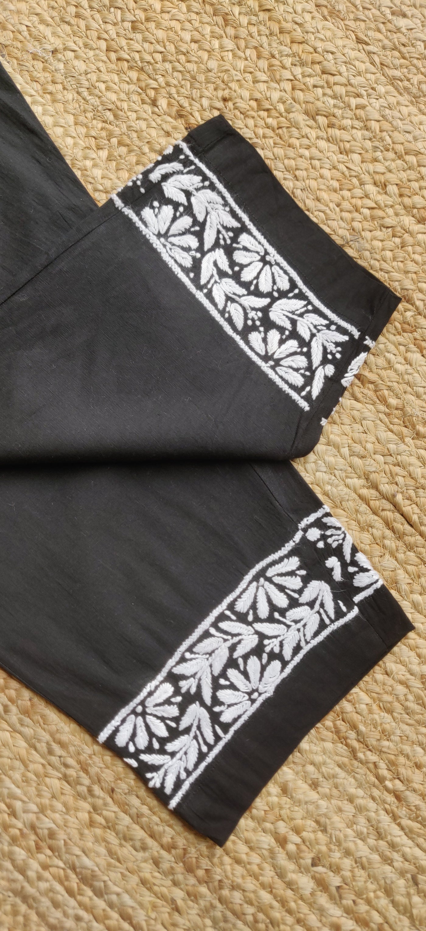 Black Stretchable Cotton Chikankari Pant