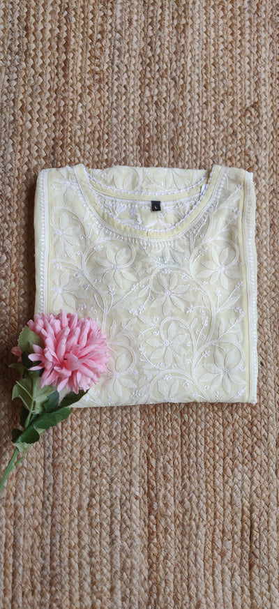 Light Yellow Georgette Chikankari kurta