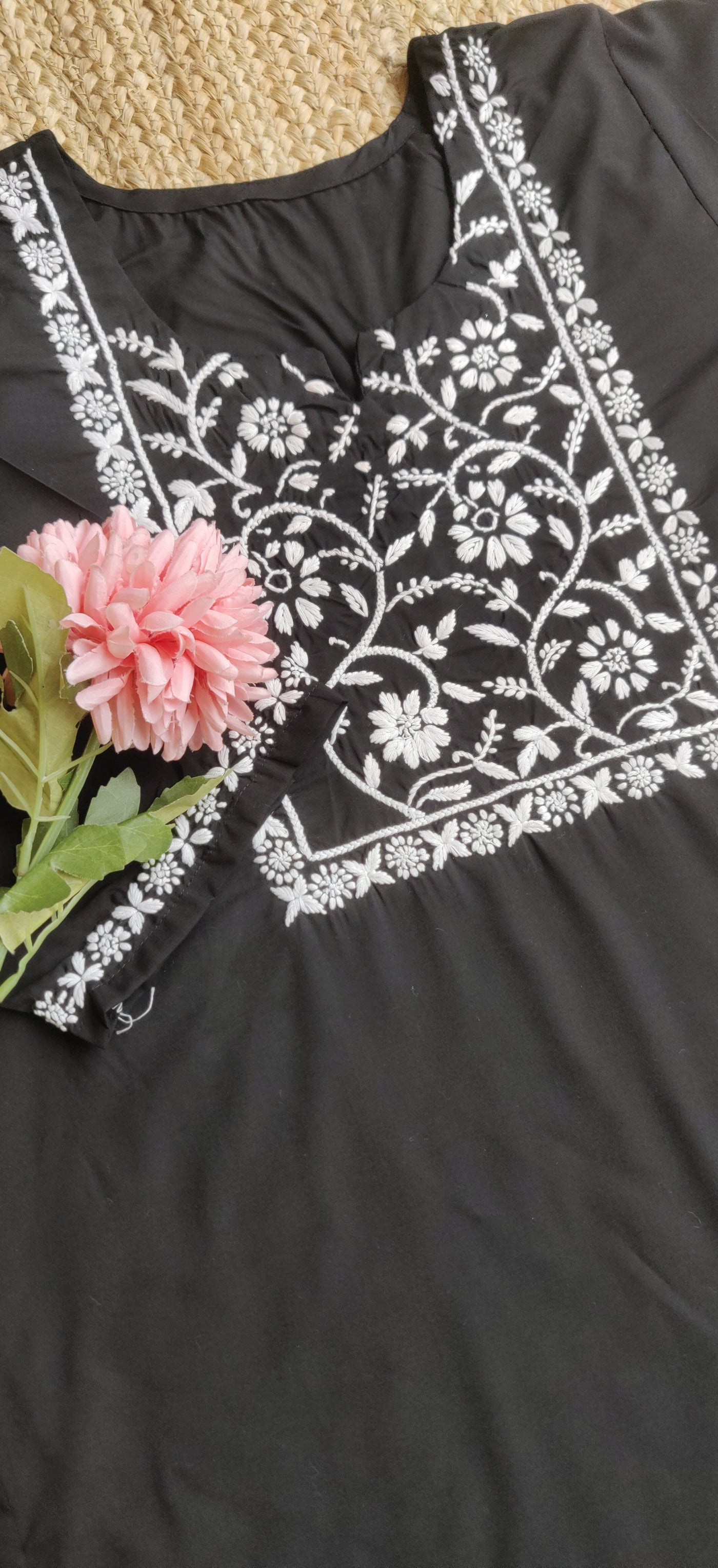 Black Modal Chikankari Kurta