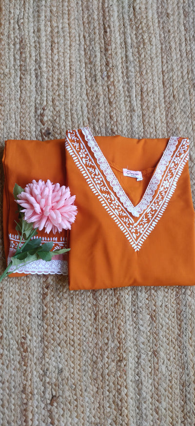 Orange Modal Chikankari Set